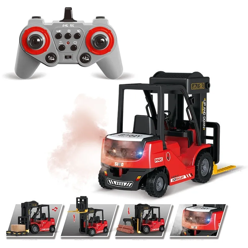 Remote control engineering car toy with lights, music, and spray functions, plastic, for children 4-6 years old