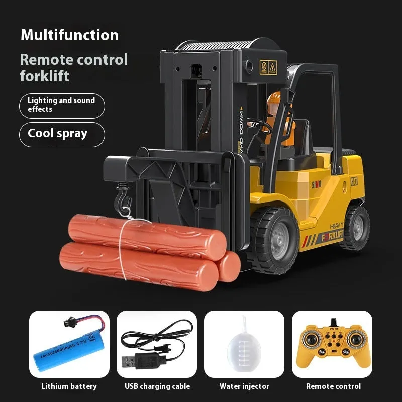 Remote control engineering car toy with lights, music, and spray functions, plastic, for children 4-6 years old