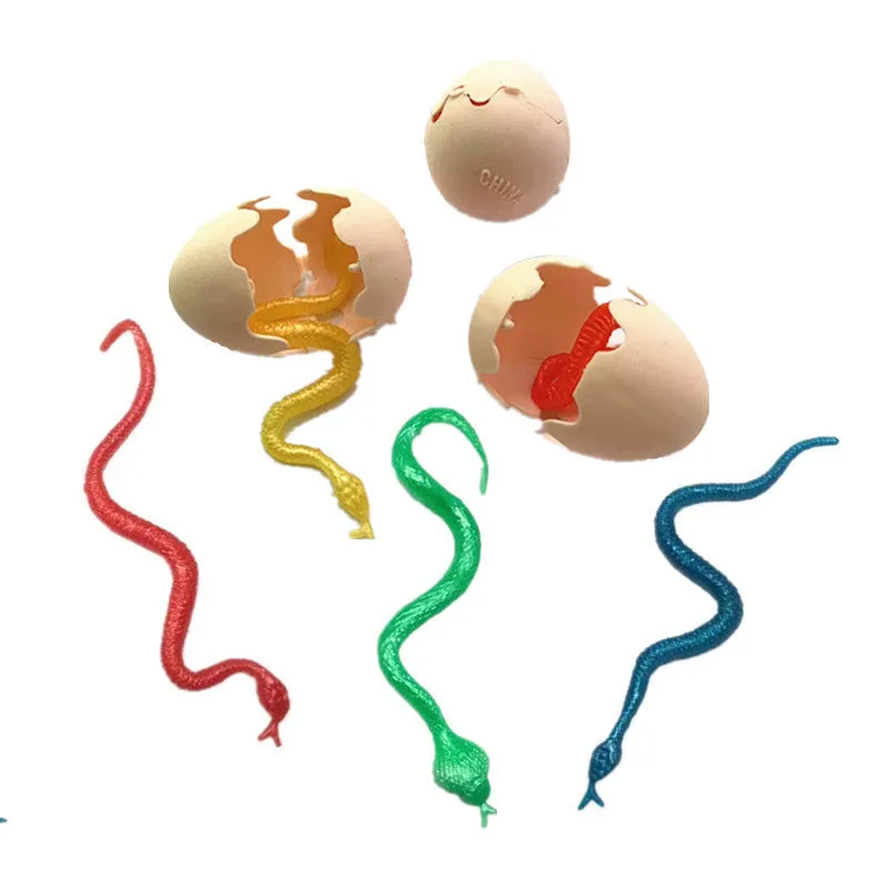 Fake snake egg toy Halloween prank plastic egg 3x3.8cm with stretchable snake 10x1cm