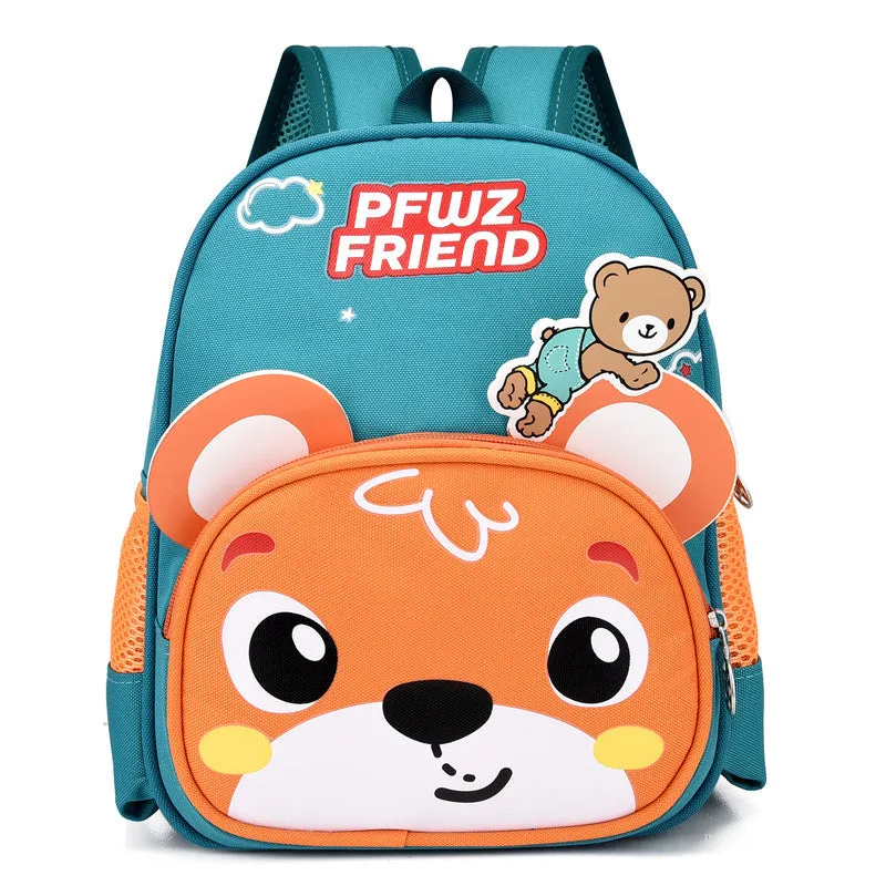 colourful baby cartoon backpack made of Oxford cloth, ultra-light with spine protection, six colours including pink and blue