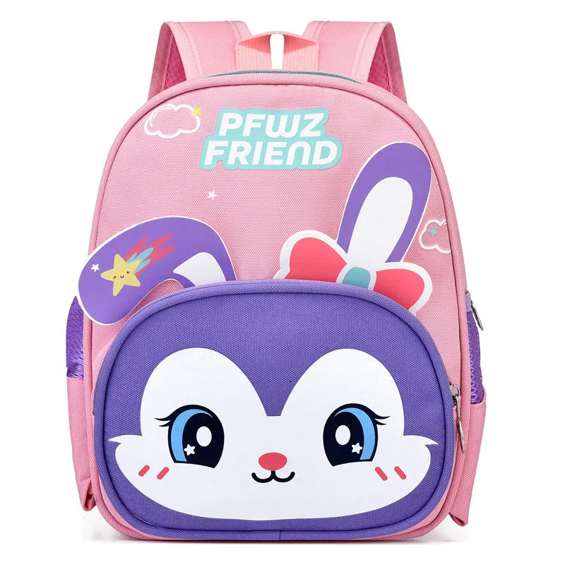colourful baby cartoon backpack made of Oxford cloth, ultra-light with spine protection, six colours including pink and blue