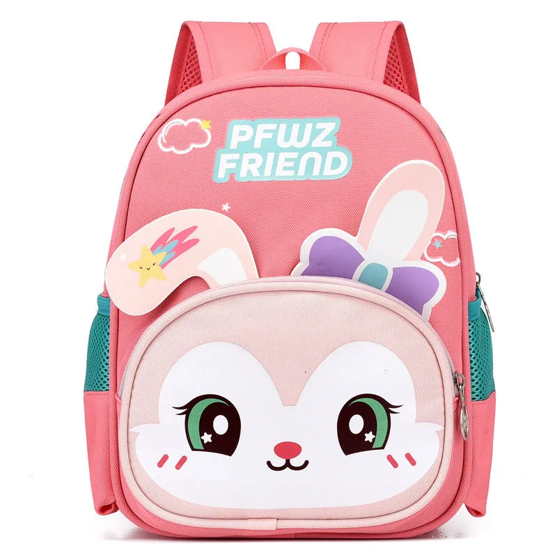 colourful baby cartoon backpack made of Oxford cloth, ultra-light with spine protection, six colours including pink and blue