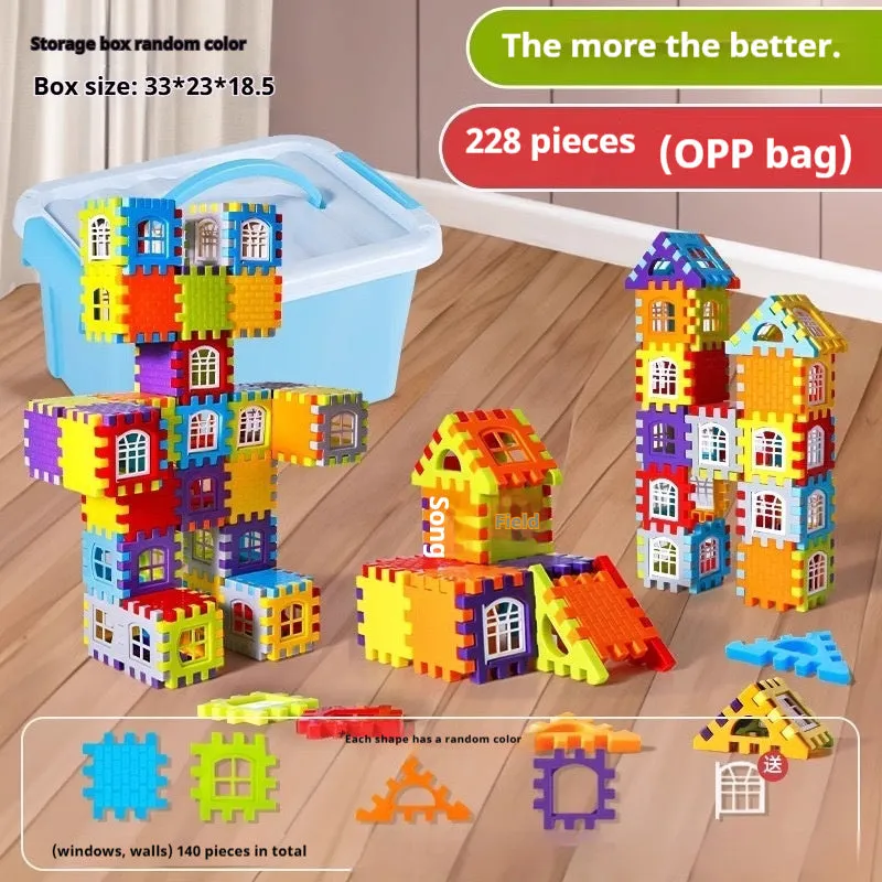 Children's oversized large particle plastic building blocks in multiple colours, educational toy for ages 4-6