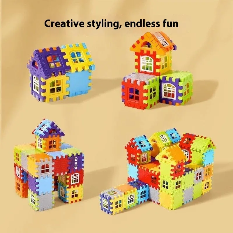 Children's oversized large particle plastic building blocks in multiple colours, educational toy for ages 4-6