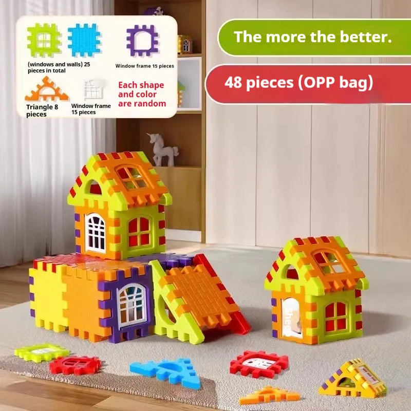 Children's oversized large particle plastic building blocks in multiple colours, educational toy for ages 4-6