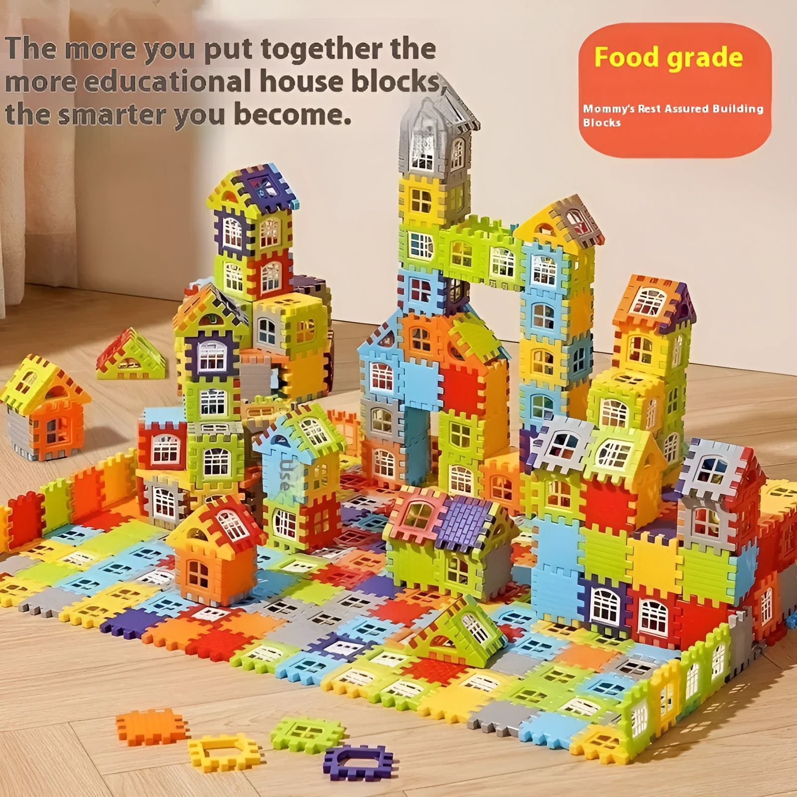 Children's oversized large particle plastic building blocks in multiple colours, educational toy for ages 4-6