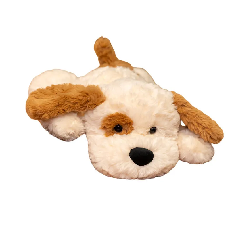 Soft lying spotted dog plush toy with super soft short plush fabric and PP cotton filling, available in 40cm, 50cm, and 70cm heights