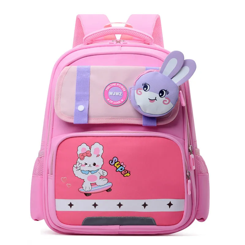 Dinosaur print lightweight nylon schoolbag for grade 1-2 with spine protection and air pillow belt, available in multiple colours