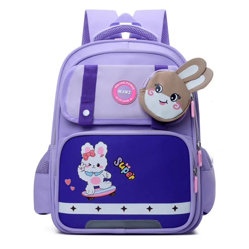 Dinosaur print lightweight nylon schoolbag for grade 1-2 with spine protection and air pillow belt, available in multiple colours