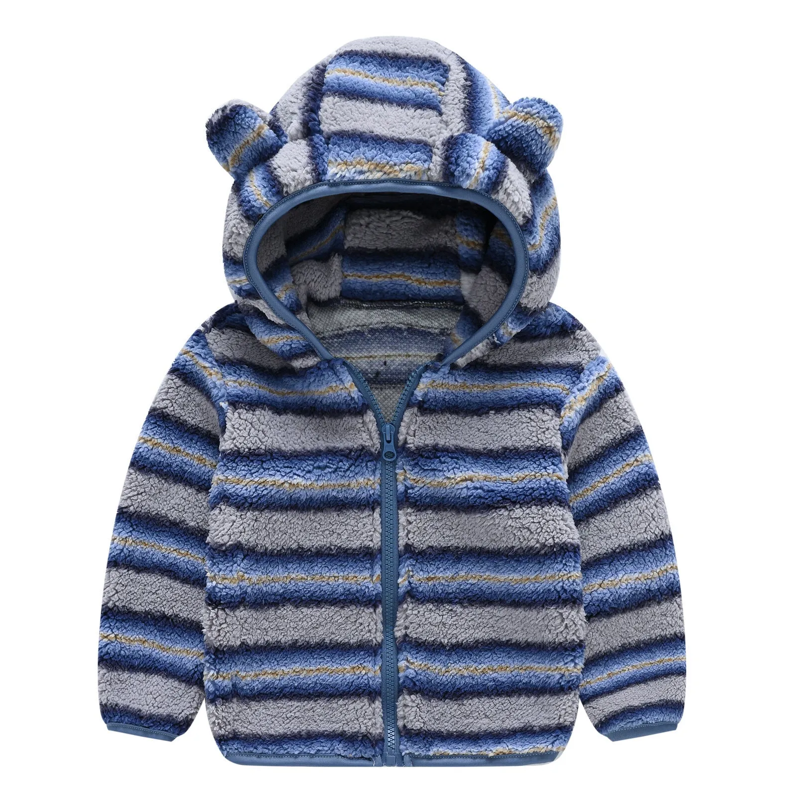 Infant toddler bear ears solid colour hoodie jacket with zipper front, cotton lining, and long sleeves, available in multiple colours