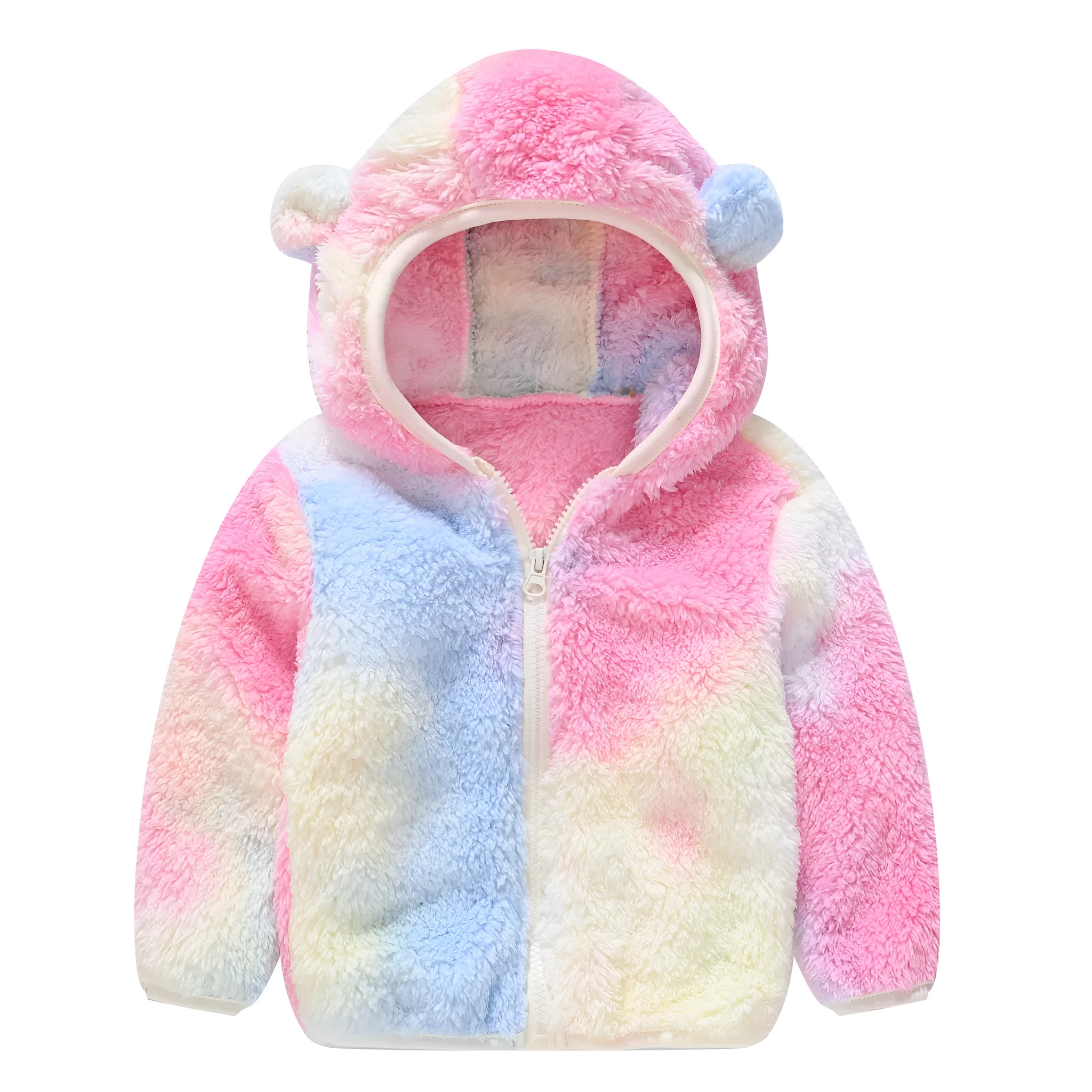 Infant toddler bear ears solid colour hoodie jacket with zipper front, cotton lining, and long sleeves, available in multiple colours