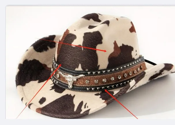 Brown leather velvet cowboy hat with curved brim and conical crown on a wooden post.