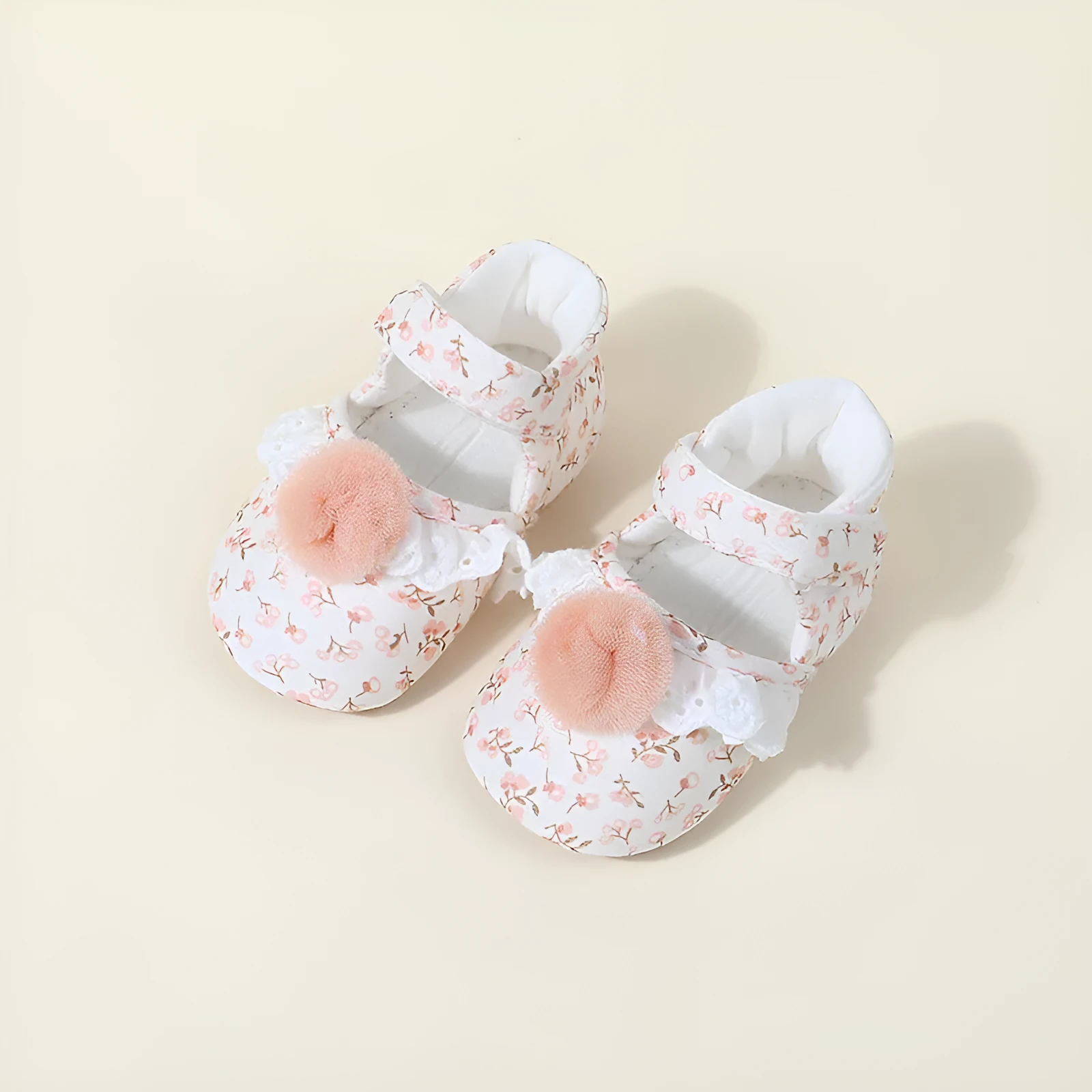 Children's cotton floral princess shoes with Velcro fastening, low-top design, small flower high heels colour, inner length 11cm 12cm 13cm