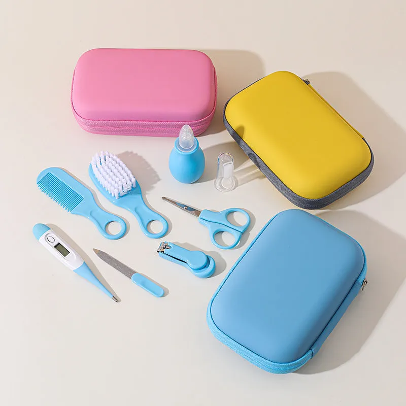 Baby nail cutting pliers 8-piece set in blue with EVA bag and soft head clipper
