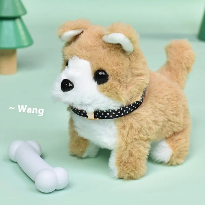 Children's electric plush toy set with animal figures in themed cage, includes Bichon Frise, Corgi, and Red Rabbit options