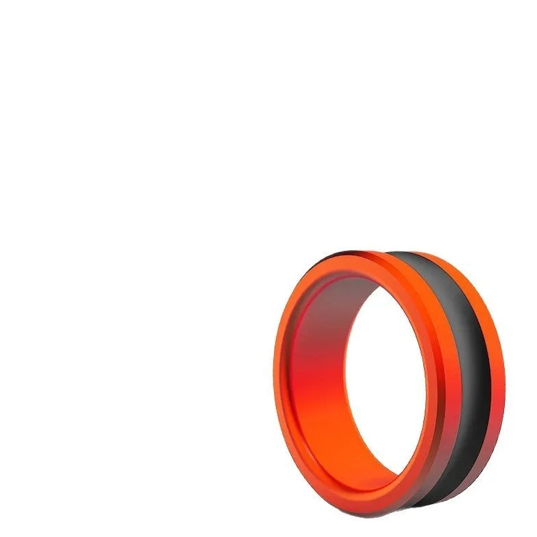Orange and silver alloy non-slip fishing hand guard pull loop tool on a plain background.