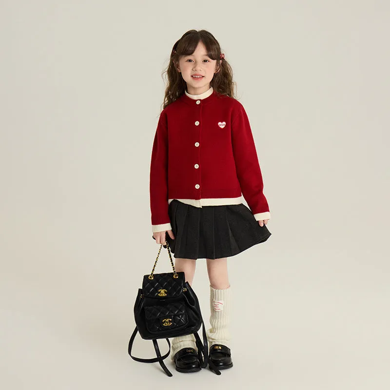 Children gray fleece-lined cotton bell-bottom trousers on child model