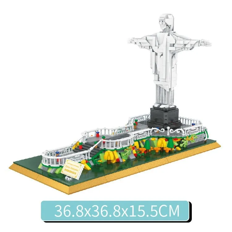 822 Brazil statue building blocks set 1677 small particle pieces in colour box