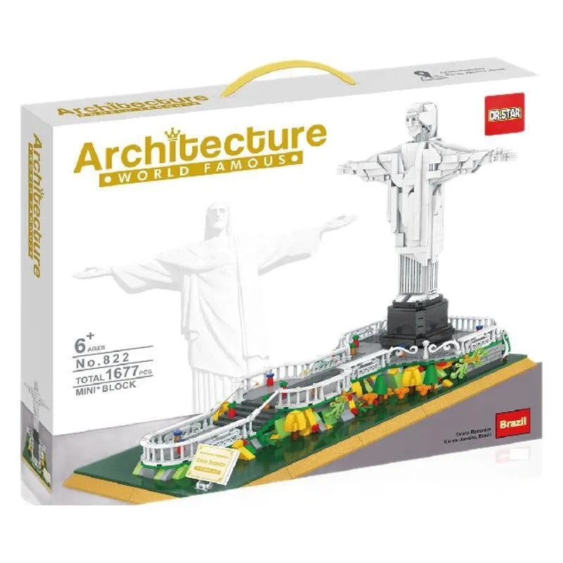 822 Brazil statue building blocks set 1677 small particle pieces in colour box