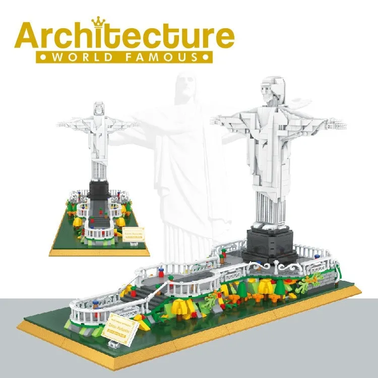 822 Brazil statue building blocks set 1677 small particle pieces in colour box