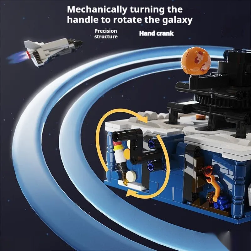 Rotating solar system space model building blocks with 775 plastic small particles in colour box packaging for teenagers