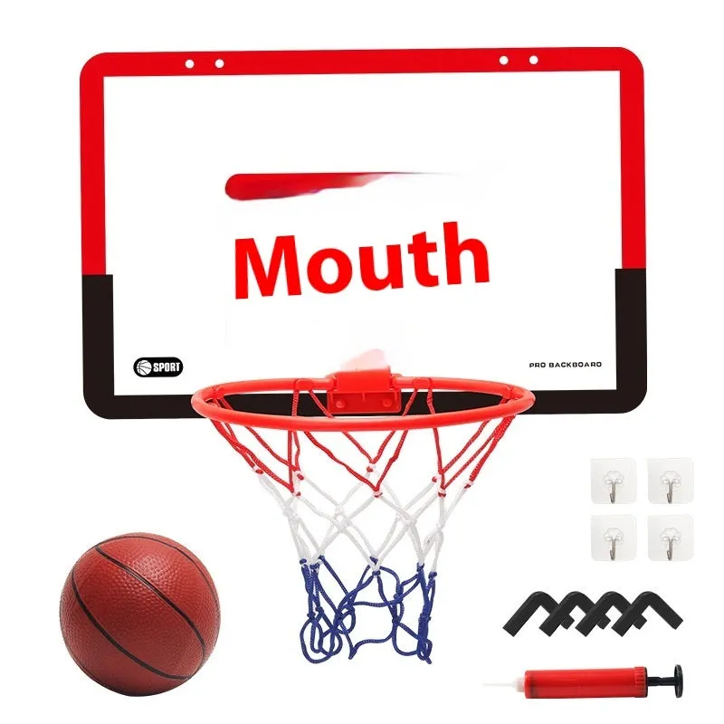 Punch-free transparent PVC children's basketball board mounted on wall with ball in black style option