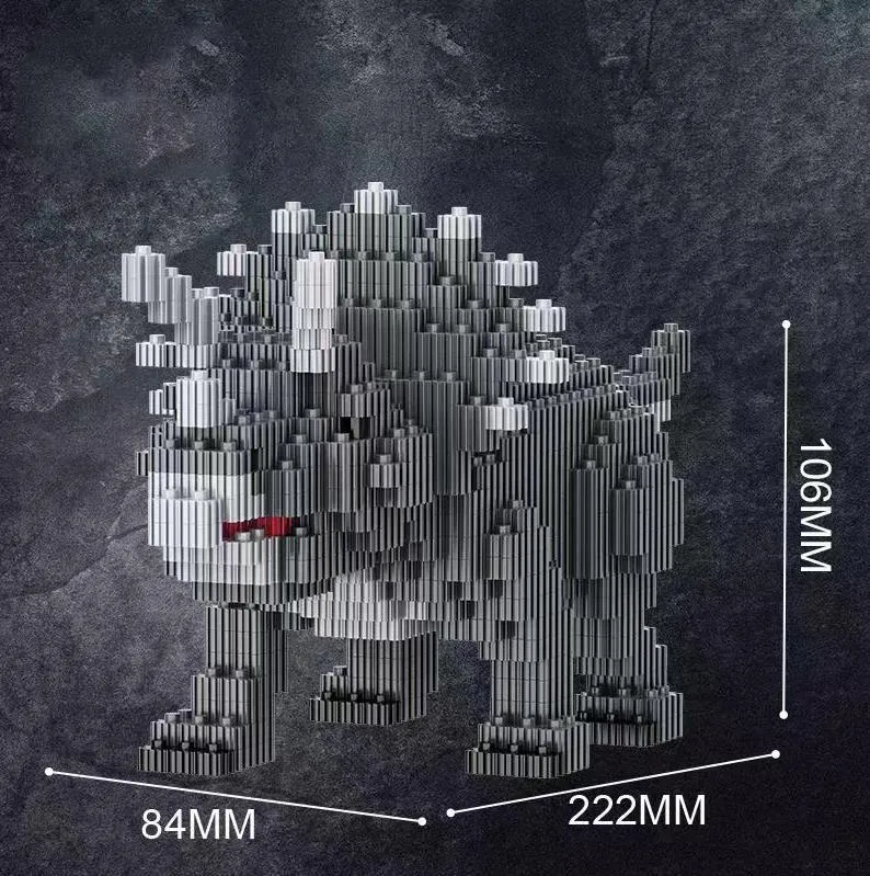 Dinosaur model building blocks set with small diamond particles in colour box packaging
