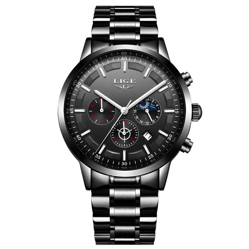 Men's waterproof quartz sports watch in business styling with four colour options