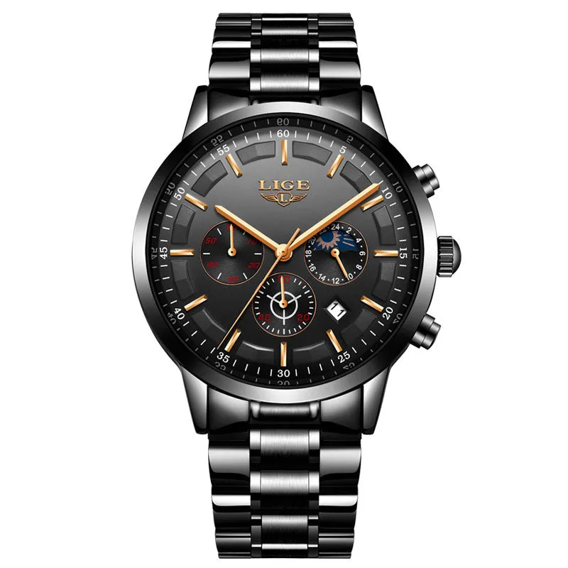Men's waterproof quartz sports watch in business styling with four colour options