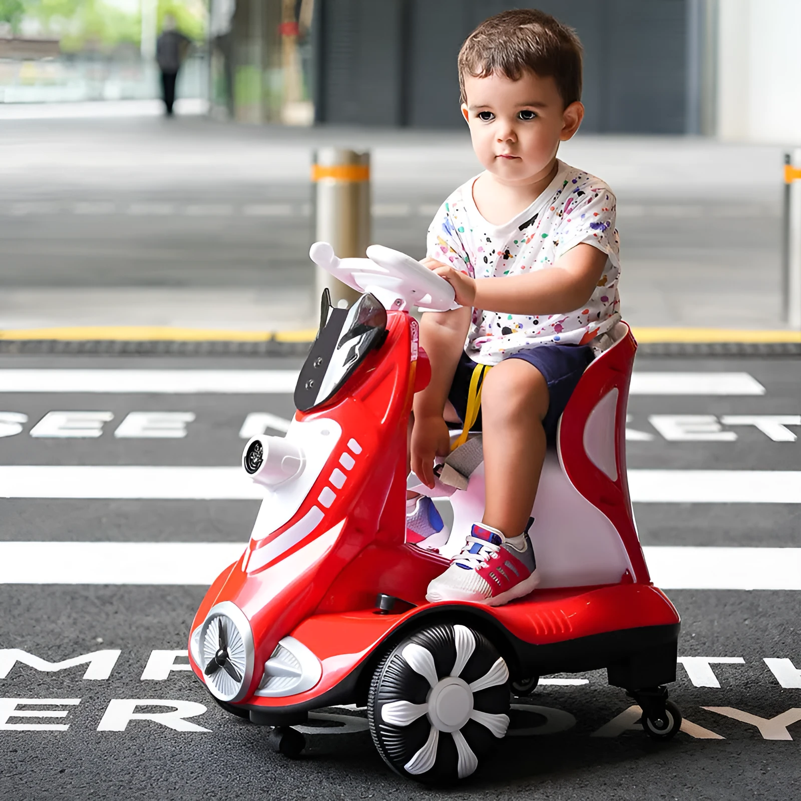 Remote control toy car in Agate Red with seated four-wheel design and bubble feature for children 4-6 years old