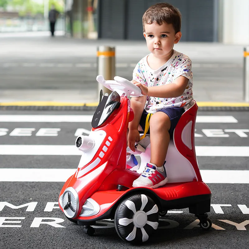 Remote control toy car in Agate Red with seated four-wheel design and bubble feature for children 4-6 years old