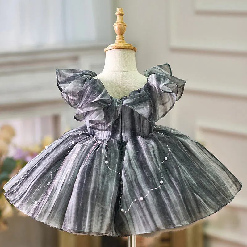 Girls birthday party dress high grade gray princess style suitable height 80-160cm