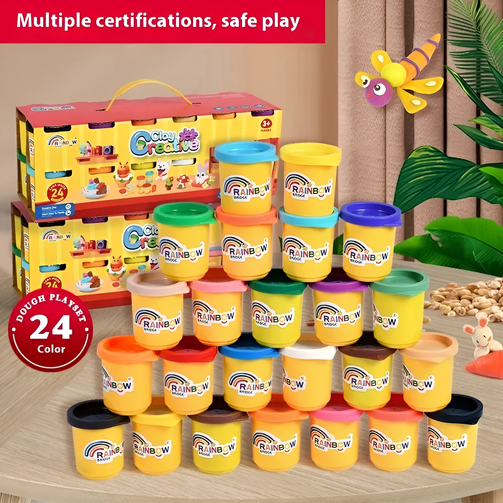 24 colour modelling clay set in a 1200g sealed can with thermal shrink film