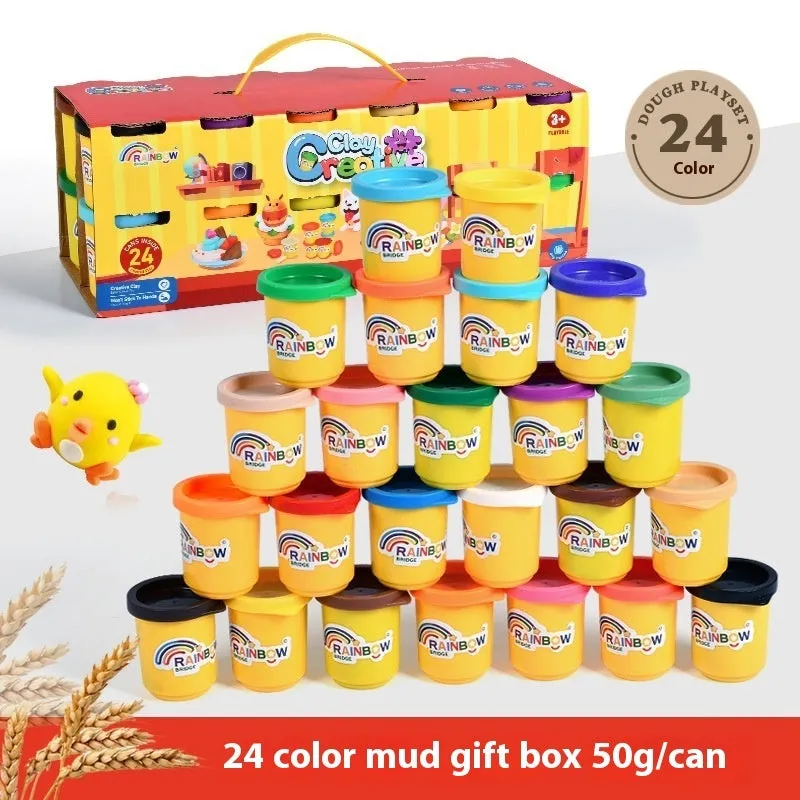 24 colour modelling clay set in a 1200g sealed can with thermal shrink film