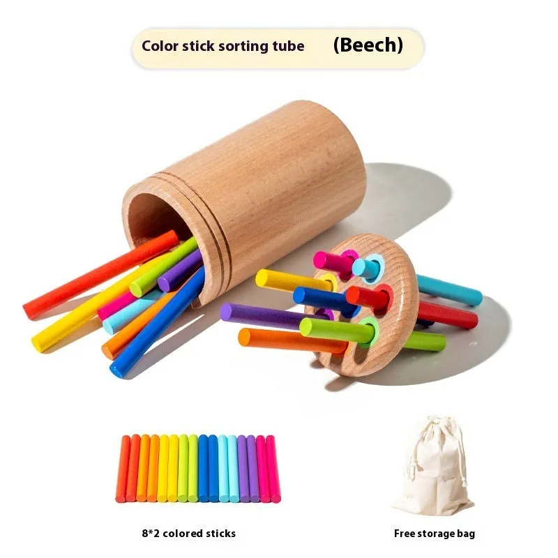Children's wooden colour classification cup shape cognition pairing toy in white box packaging