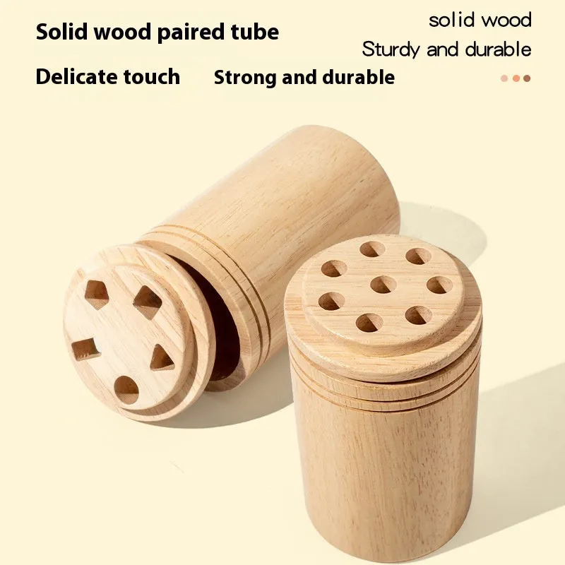 Children's wooden colour classification cup shape cognition pairing toy in white box packaging