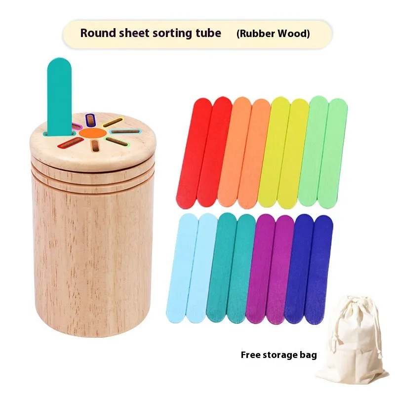 Children's wooden colour classification cup shape cognition pairing toy in white box packaging
