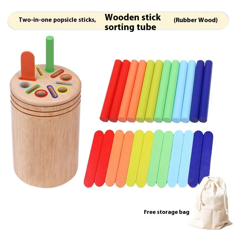 Children's wooden colour classification cup shape cognition pairing toy in white box packaging