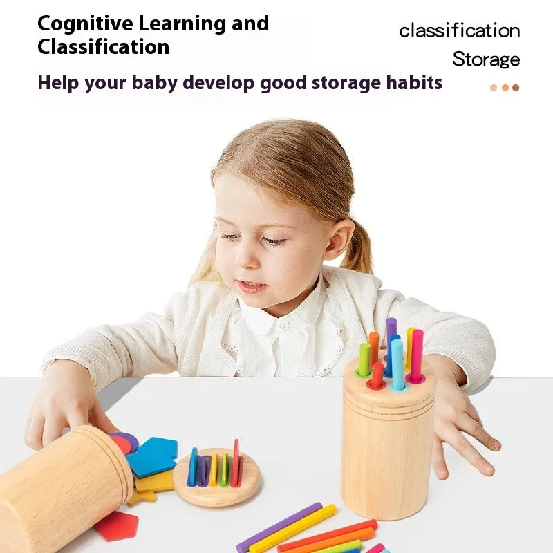 Children's wooden colour classification cup shape cognition pairing toy in white box packaging