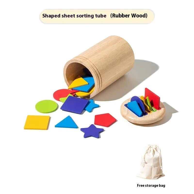 Children's wooden colour classification cup shape cognition pairing toy in white box packaging