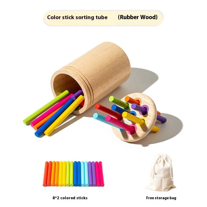 Children's wooden colour classification cup shape cognition pairing toy in white box packaging