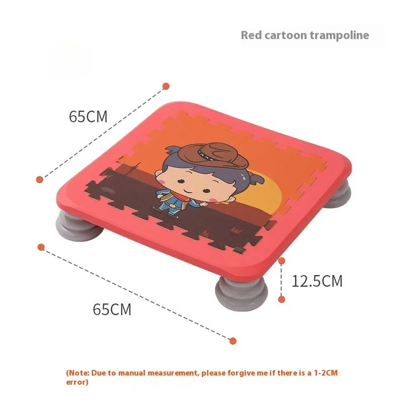 Foldable plastic children's trampoline in red pattern for ages 4-6