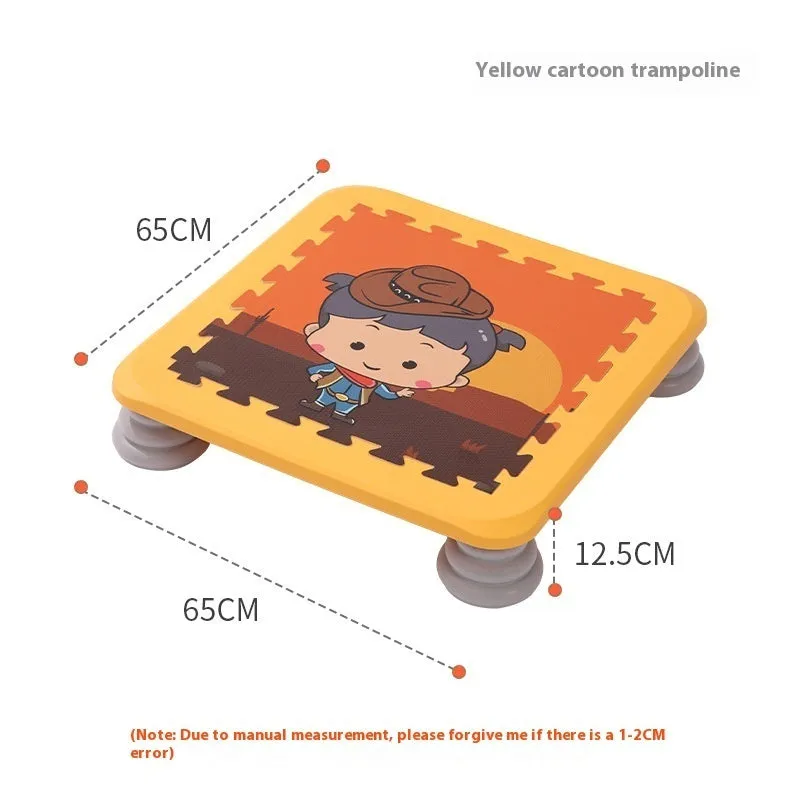 Foldable plastic children's trampoline in red pattern for ages 4-6