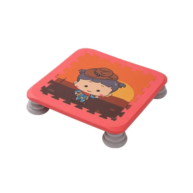 Foldable plastic children's trampoline in red pattern for ages 4-6