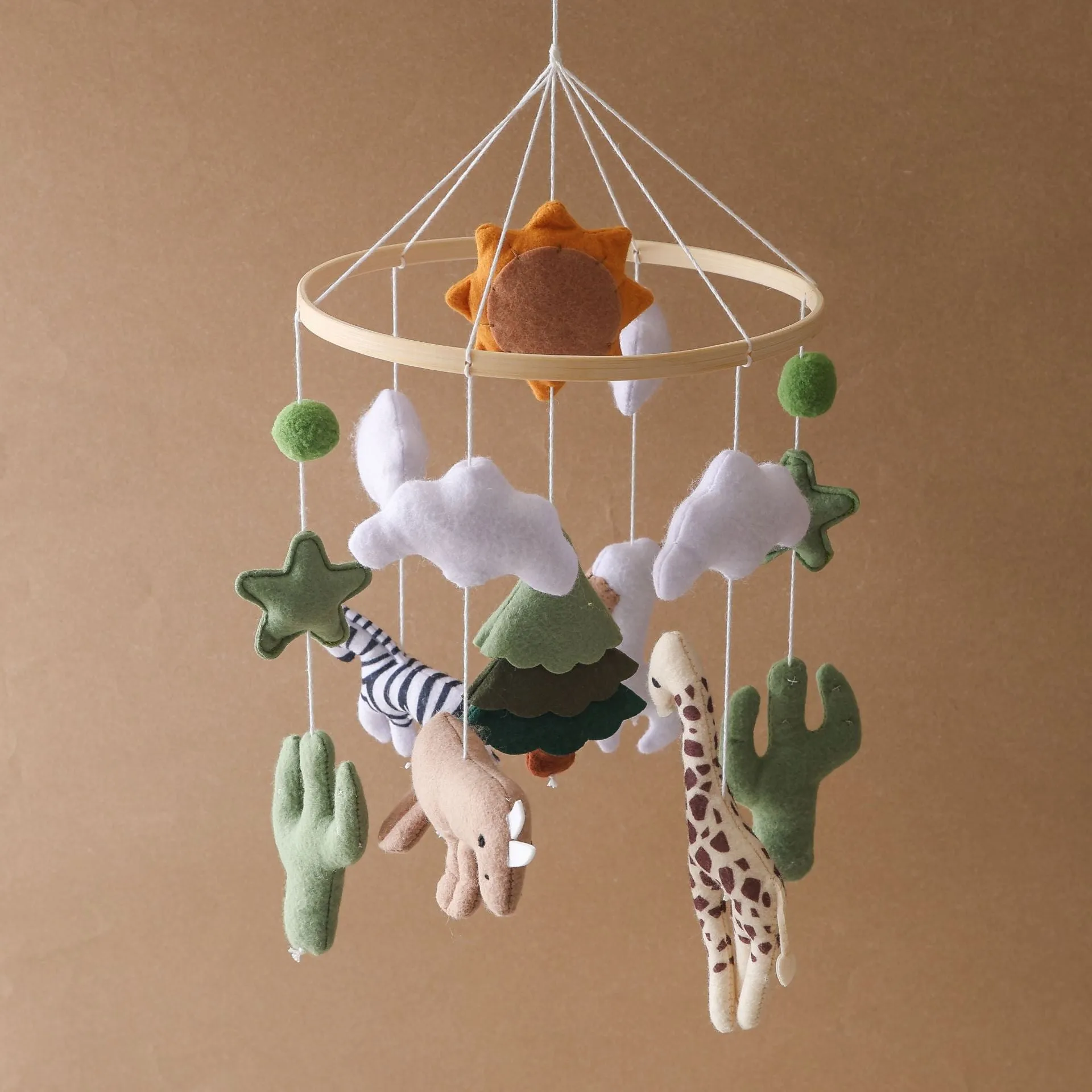 New Sun Forest World handmade wood and felt children's bed bell for baby vision training