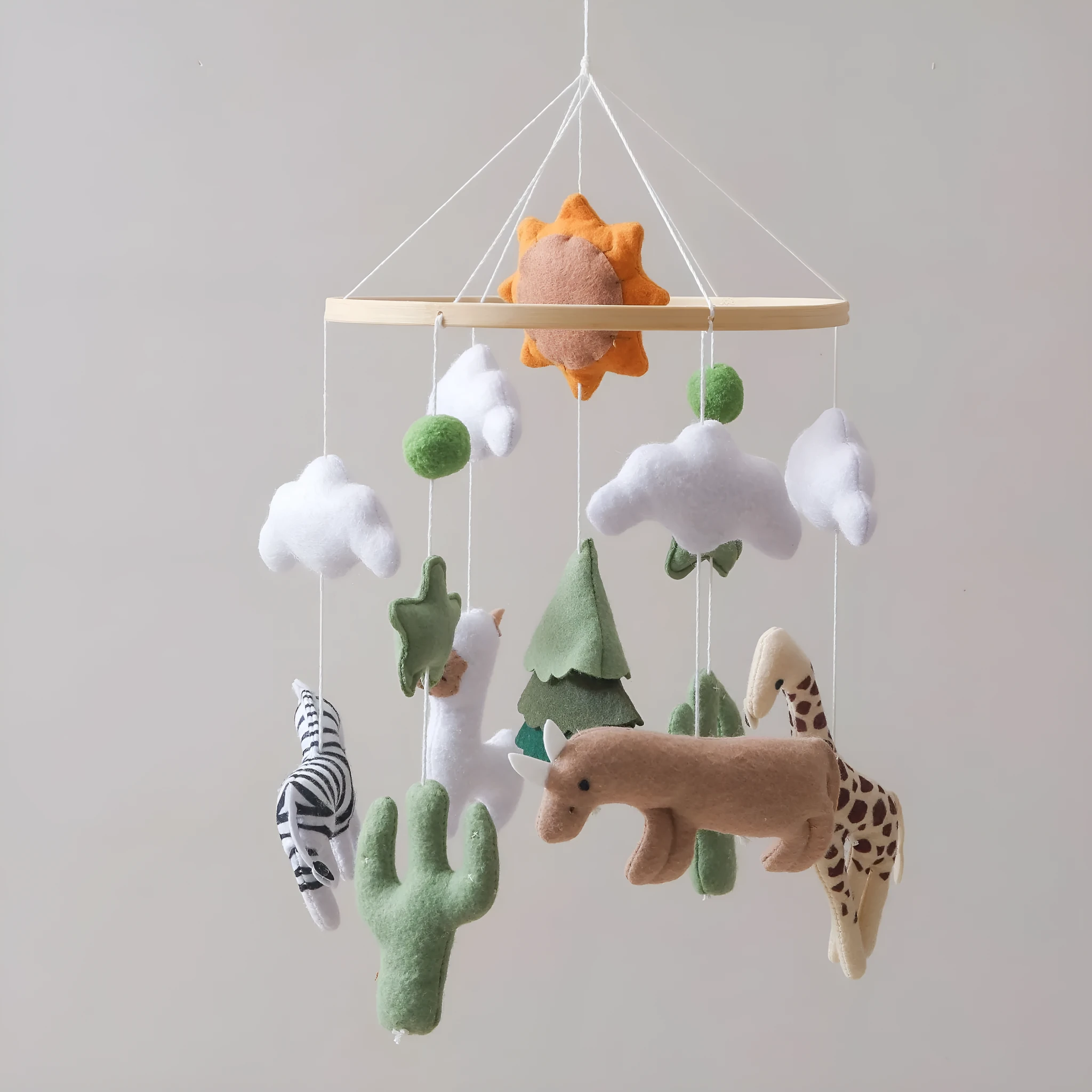 New Sun Forest World handmade wood and felt children's bed bell for baby vision training