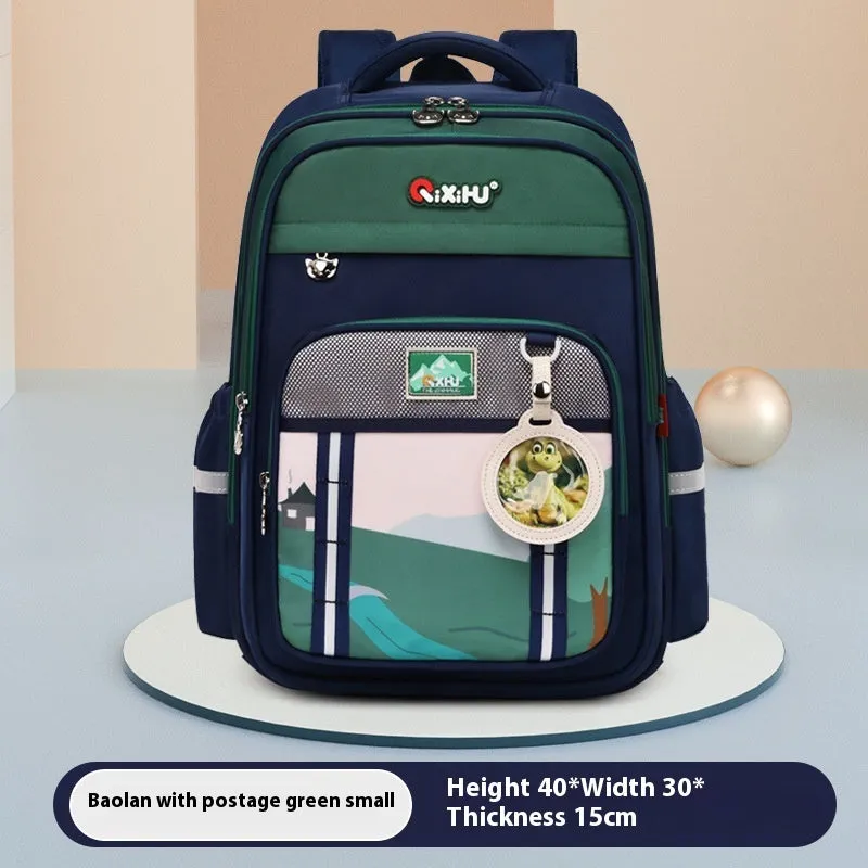 Lightweight large capacity primary school student schoolbag in light purple with beige
