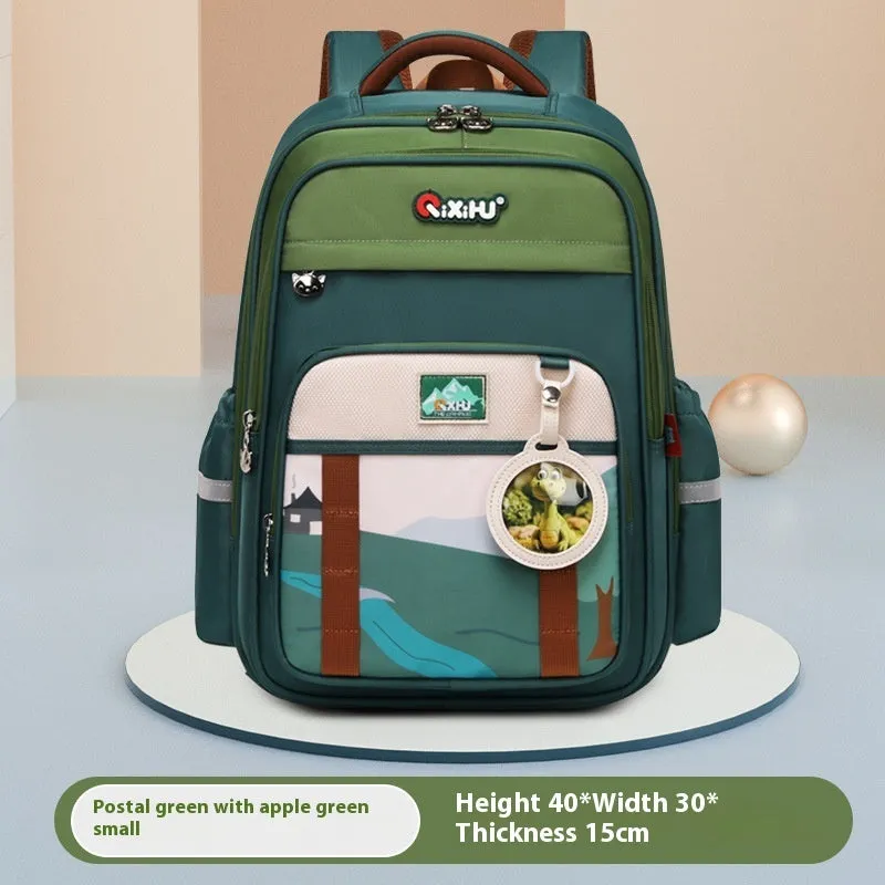 Lightweight large capacity primary school student schoolbag in light purple with beige