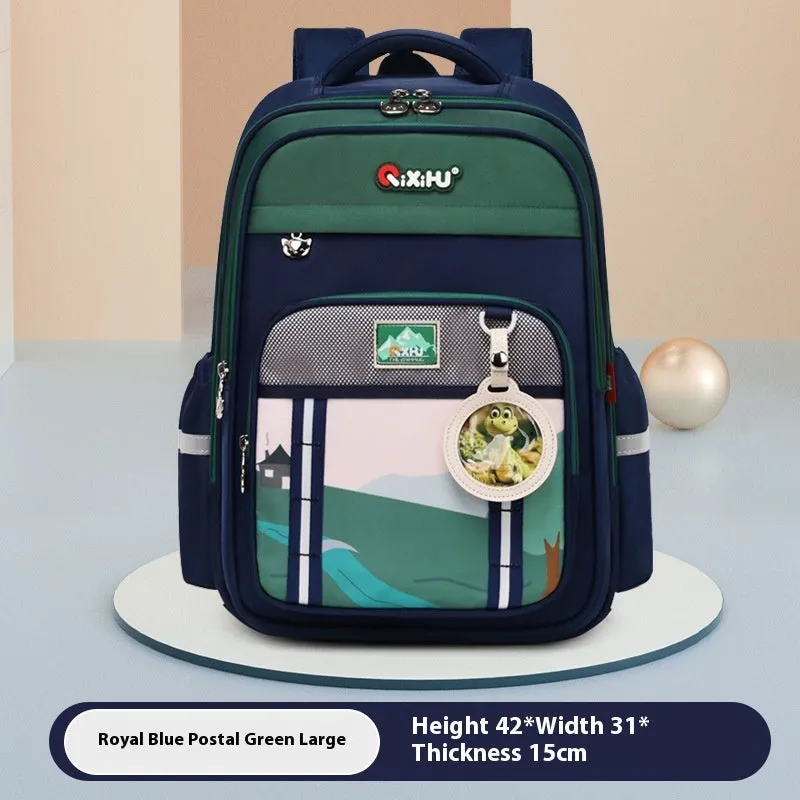 Lightweight large capacity primary school student schoolbag in light purple with beige