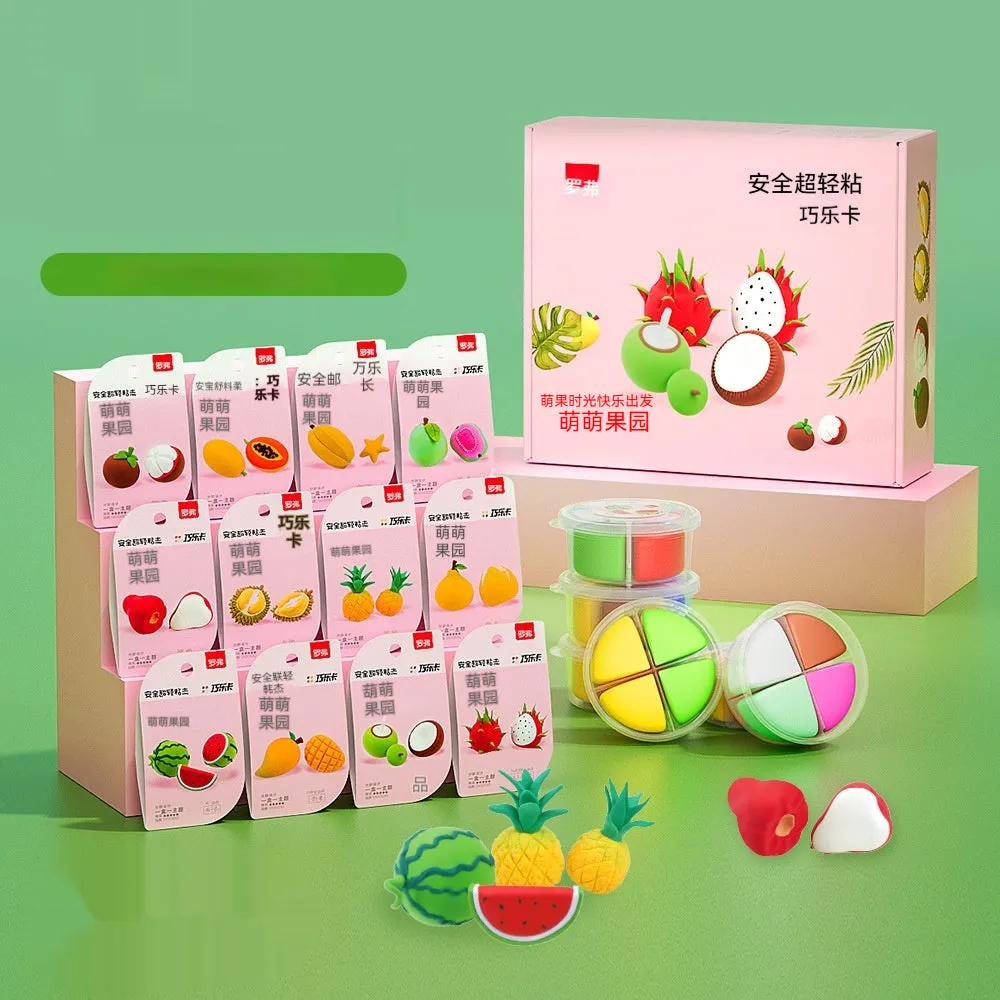 Ultra-light clay children's handmade plasticene set with 18 theme boxes in a colour box, featuring dessert house and animal themes
